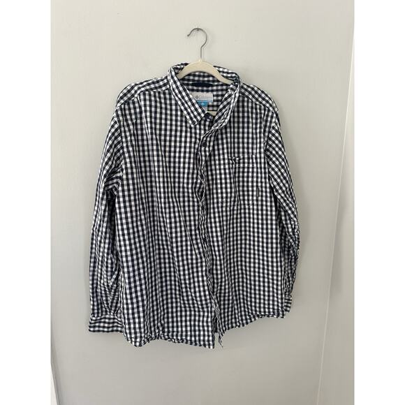 Columbia Shirt Mens XXL Plaid button Up Long Sleeve Pocket Blue - Picture 1 of 5